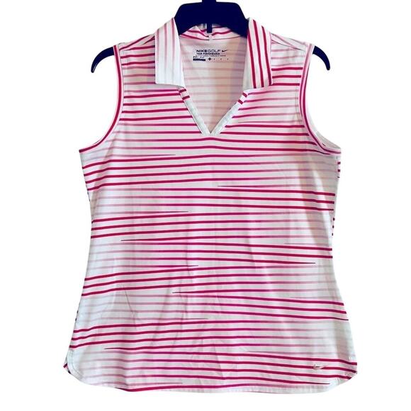 Nike Golf Polo Tour Performance Dri Fit Pink, Purple, and White- Size Medium - Picture 1 of 7